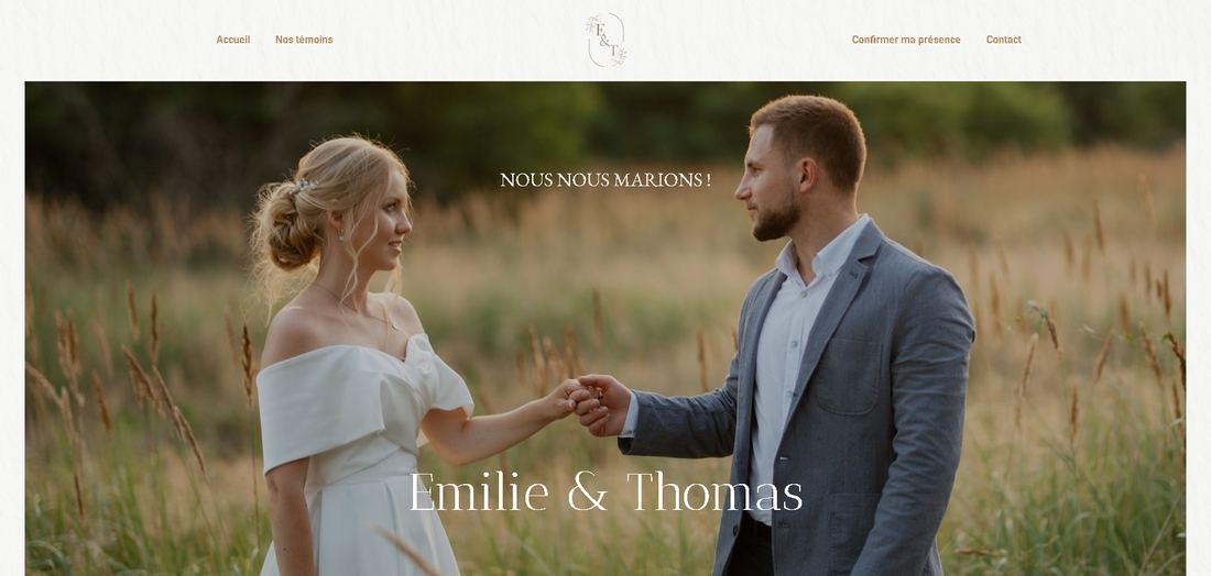 Démo Lune de Miel : page d’accueil du site d’Emilie et Thomas